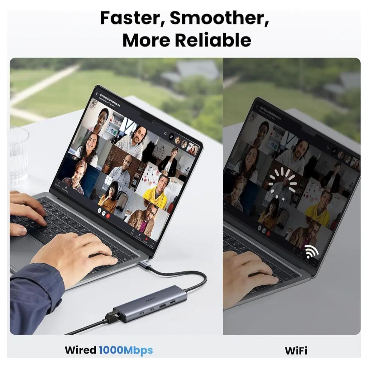 UGREEN USB-C to Ethernet Adapter 5-in-1 USB C HUB With 10Gbps 2xUSB-C 3.2 USB-A 3.2 and 2.0 Gigabit RJ45 45320