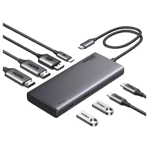 UGREEN 35625 8-in-1 USB-C Docking Station, Triple 4K60Hz HDMI and DisplayPort, 100W Power Delivery 35625