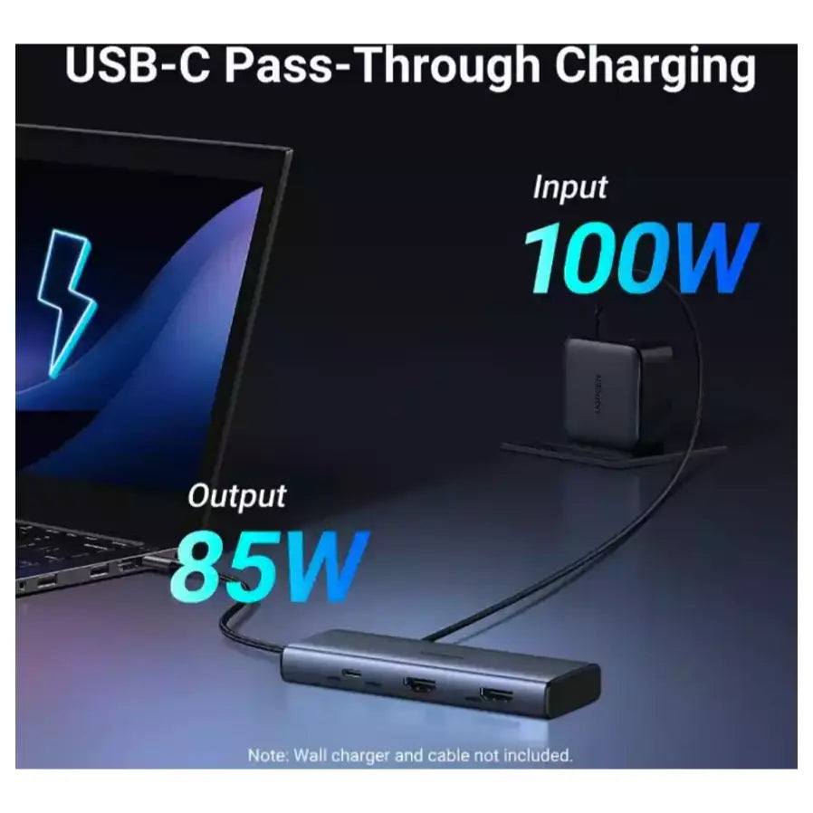UGREEN 7-in-1 USB-C Hub Dual 4K at 60Hz HDMI 100W PD 4x USB-A and USB-C 10Gbps Aluminum Alloy 45379