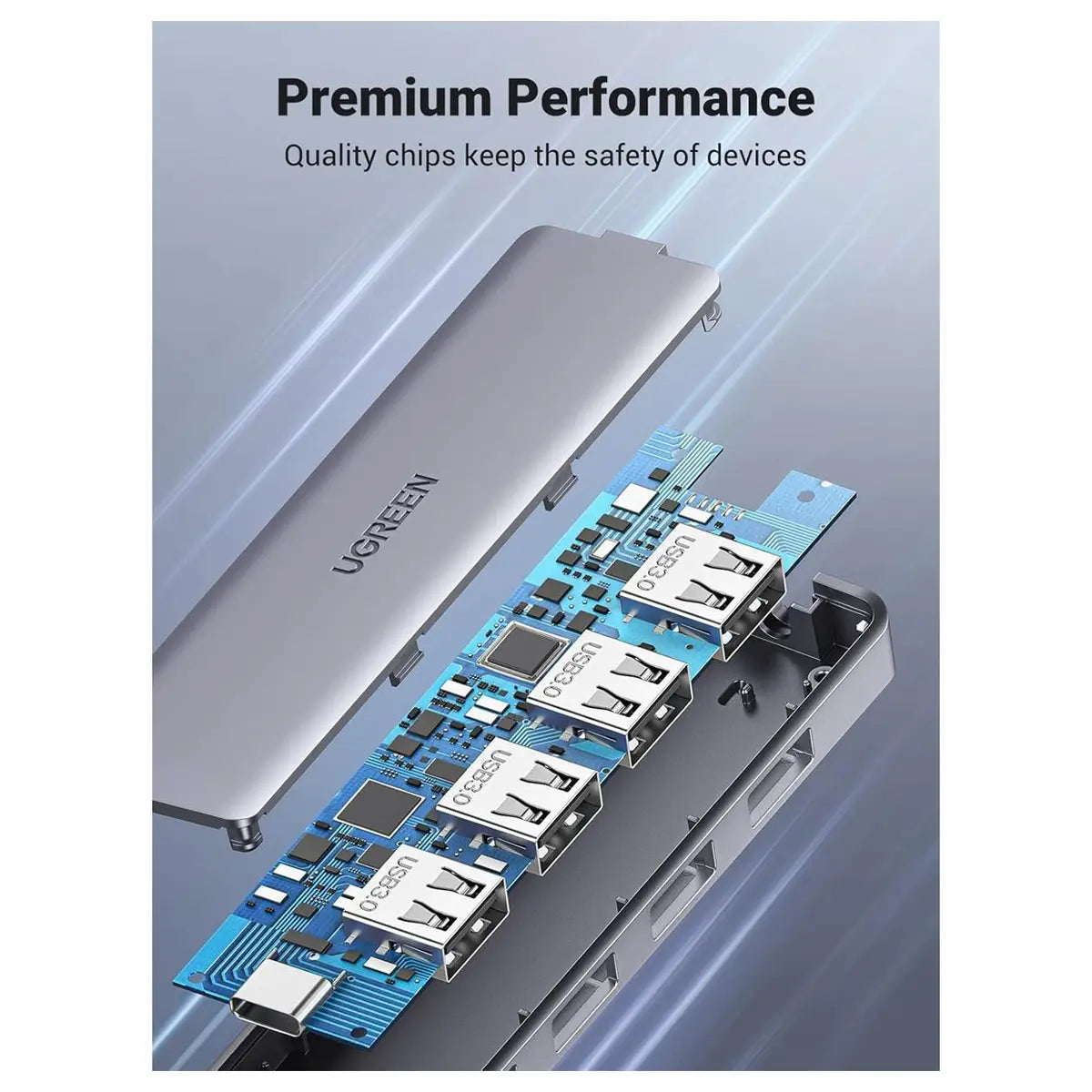 Ugreen USB-C Hub 4 Ports, USB-C To USB Hub With 4 USB 3.0 5Gbps 0.5FT 70336