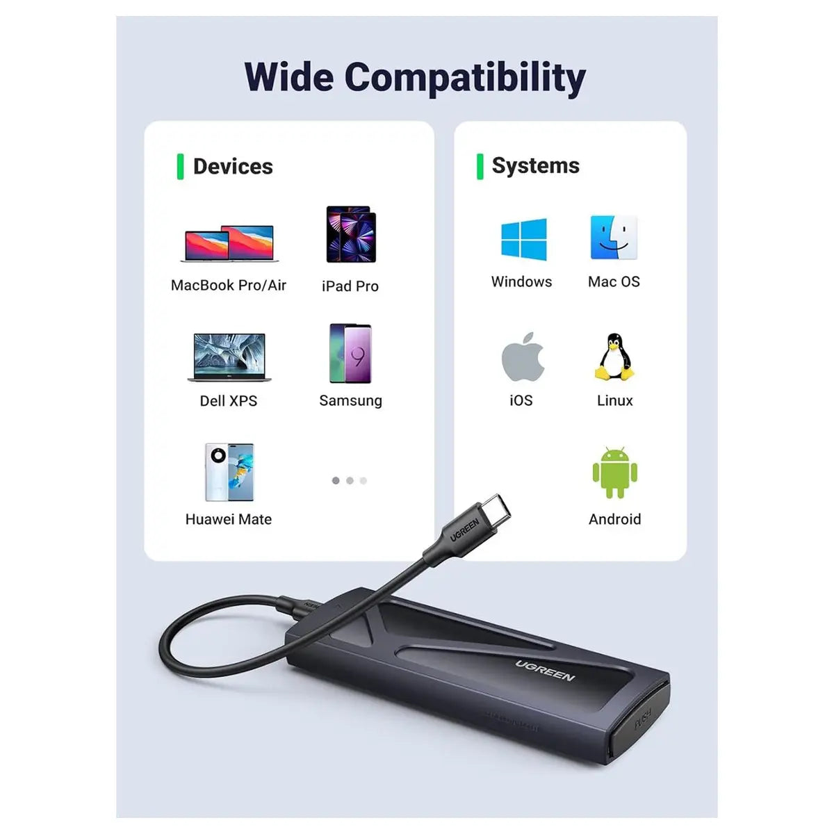 UGREEN M.2 NVMe SSD Enclosure 10Gbps USB 3.2 Gen2 Black 15512