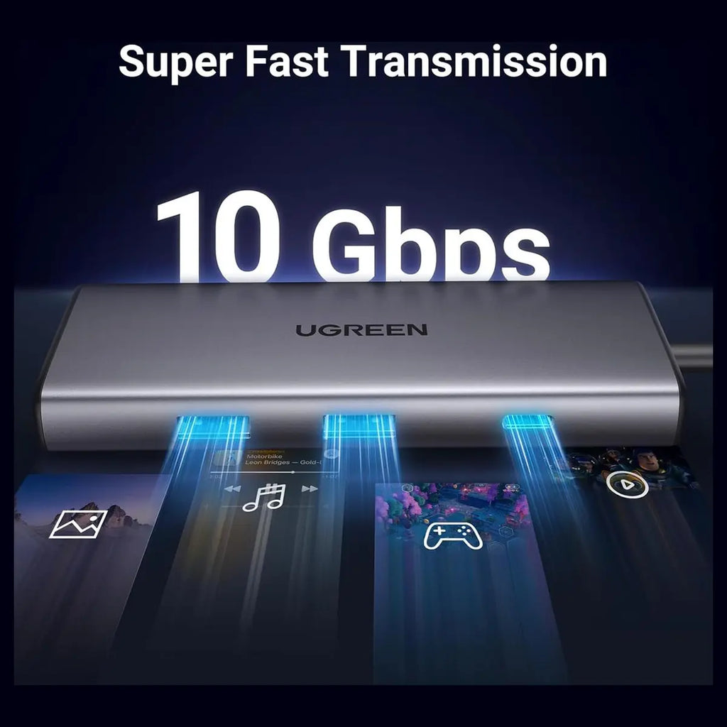 Ugreen Revodok Pro 107 USB-C Hub 7-in-1 10Gbps 4K HDMI 100W Power Delivery SD and Micro SD Card Reader 15531