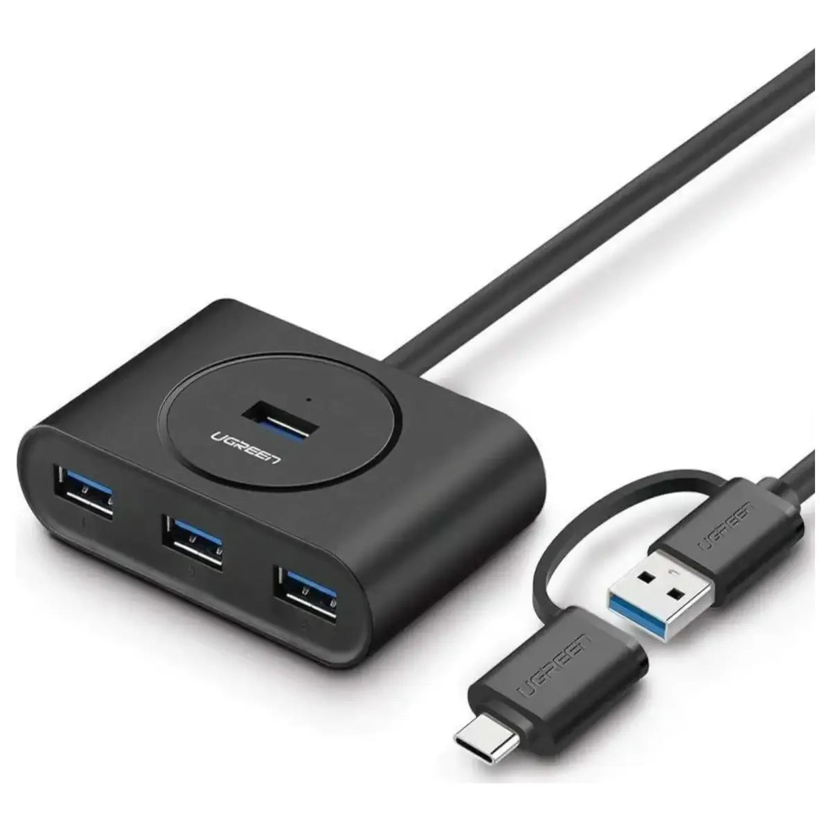 Ugreen USB Hub 4-Port USB 3.0 Hub with 1M Extension Cable OTG USB-C Plug Black 40850
