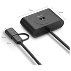 Ugreen USB Hub 4-Port USB 3.0 Hub with 1M Extension Cable OTG USB-C Plug Black 40850
