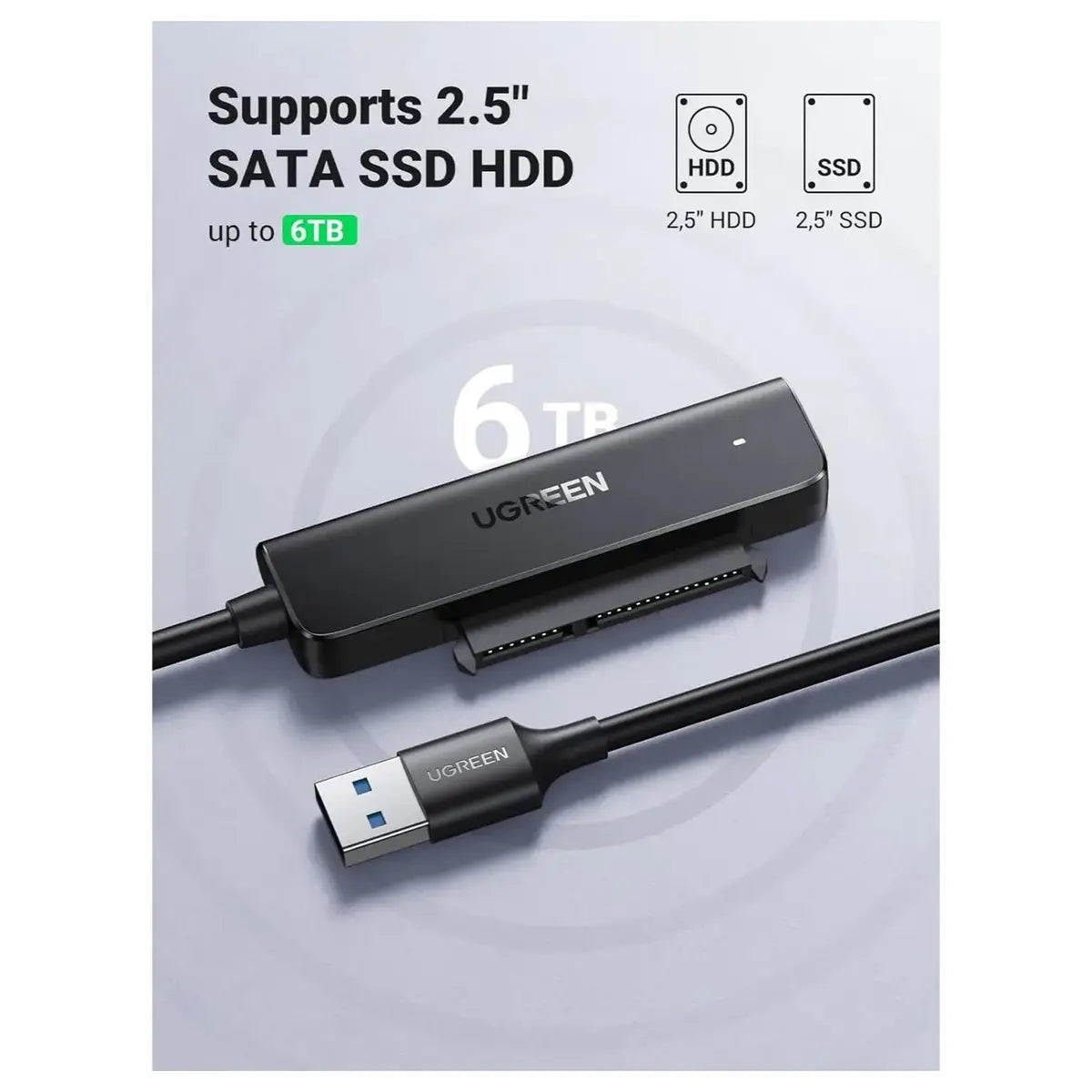 Ugreen USB 3.0 to SATA Adapter 2.5 Hard Drive Reader 5Gbps 2.5 Inch Up To 5TB Model 70609
