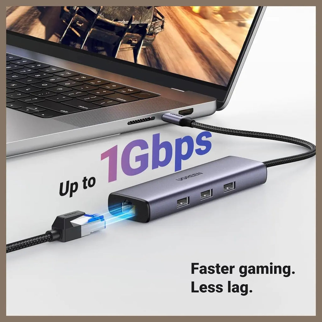 Ugreen Revodok 6-in-1 USB-C Hub, 4K@30Hz HDMI, Gigabit Ethernet, 100W PD, 3x USB-A 3.0 5Gbps 15598