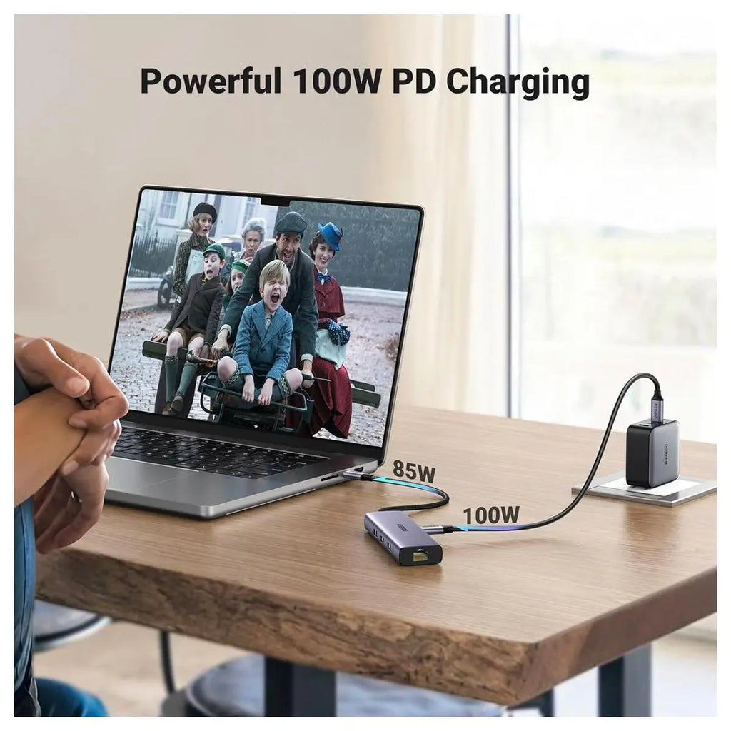 Ugreen Revodok 6-in-1 USB-C Hub, 4K@30Hz HDMI, Gigabit Ethernet, 100W PD, 3x USB-A 3.0 5Gbps 15598