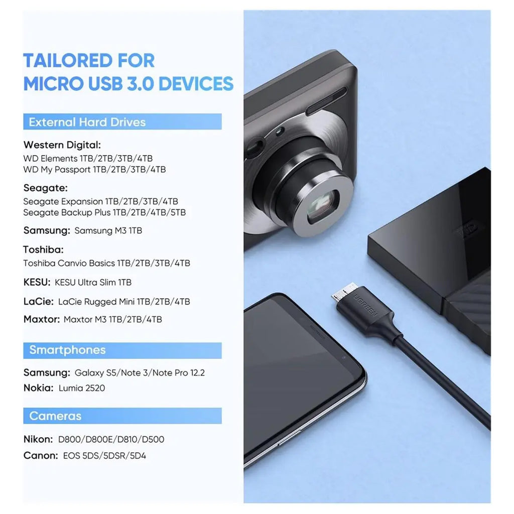 UGREEN USB-C to USB 3.0 Micro-B Cable 1m 20103