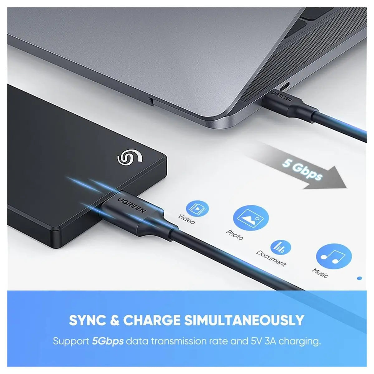 UGREEN USB-C to USB 3.0 Micro-B Cable 1m 20103