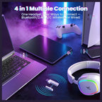 ATTACK SHARK G800 Wireless Gaming Headset, 7.1 Surround Sound, 50mm Drivers, 2.4GHz Bluetooth Wired, White