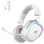 ATTACK SHARK G800 Wireless Gaming Headset, 7.1 Surround Sound, 50mm Drivers, 2.4GHz Bluetooth Wired, White