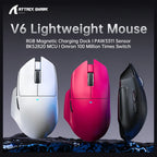 ATTACK SHARK V6 Ultra-Light Tri-Mode Gaming Mouse, PAW3311 Sensor, 1000Hz, Black
