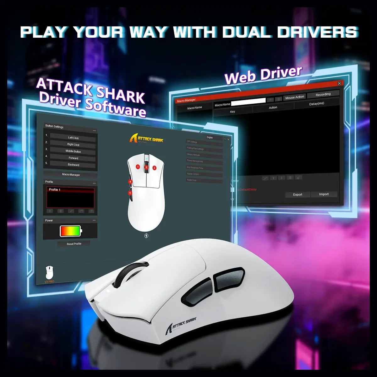 ATTACK SHARK V3 PRO Wireless Esports Gaming Mouse, 25K DPI, 1000Hz, 62g, White