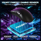 ATTACK SHARK V3 PRO Wireless Esports Gaming Mouse, 25K DPI, 1K Polling, Magnetic Charging Dock, Black
