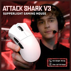 ATTACK SHARK V3 Ultra-Light Wireless Gaming Mouse, 25000 DPI, 62g, White