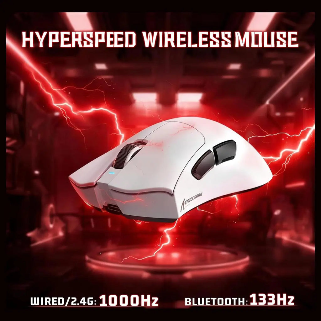 ATTACK SHARK V3 Ultra-Light Wireless Gaming Mouse, 25000 DPI, 62g, White