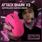 ATTACK SHARK V3 Ultra-Light Wireless Gaming Mouse, 25000 DPI, 62g, Berry Red