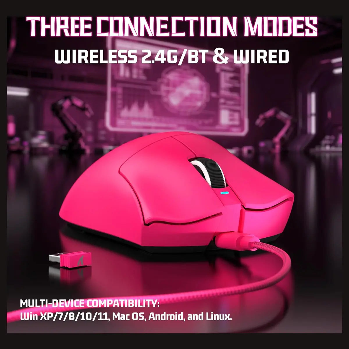 ATTACK SHARK V3 Ultra-Light Wireless Gaming Mouse, 25000 DPI, 62g, Berry Red