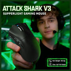 ATTACK SHARK V3 Ultra-Light Wireless Gaming Mouse, 25000 DPI, 62g, Black
