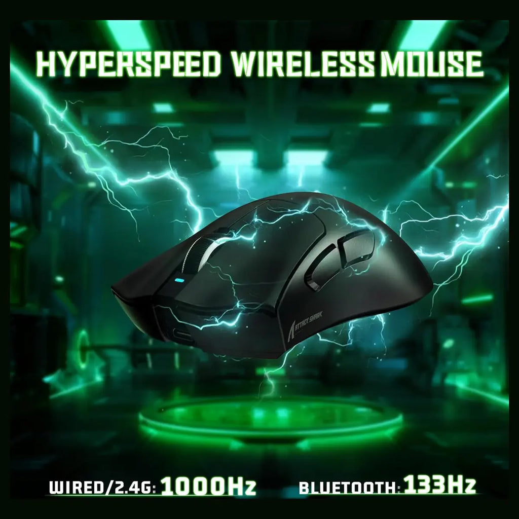 ATTACK SHARK V3 Ultra-Light Wireless Gaming Mouse, 25000 DPI, 62g, Black