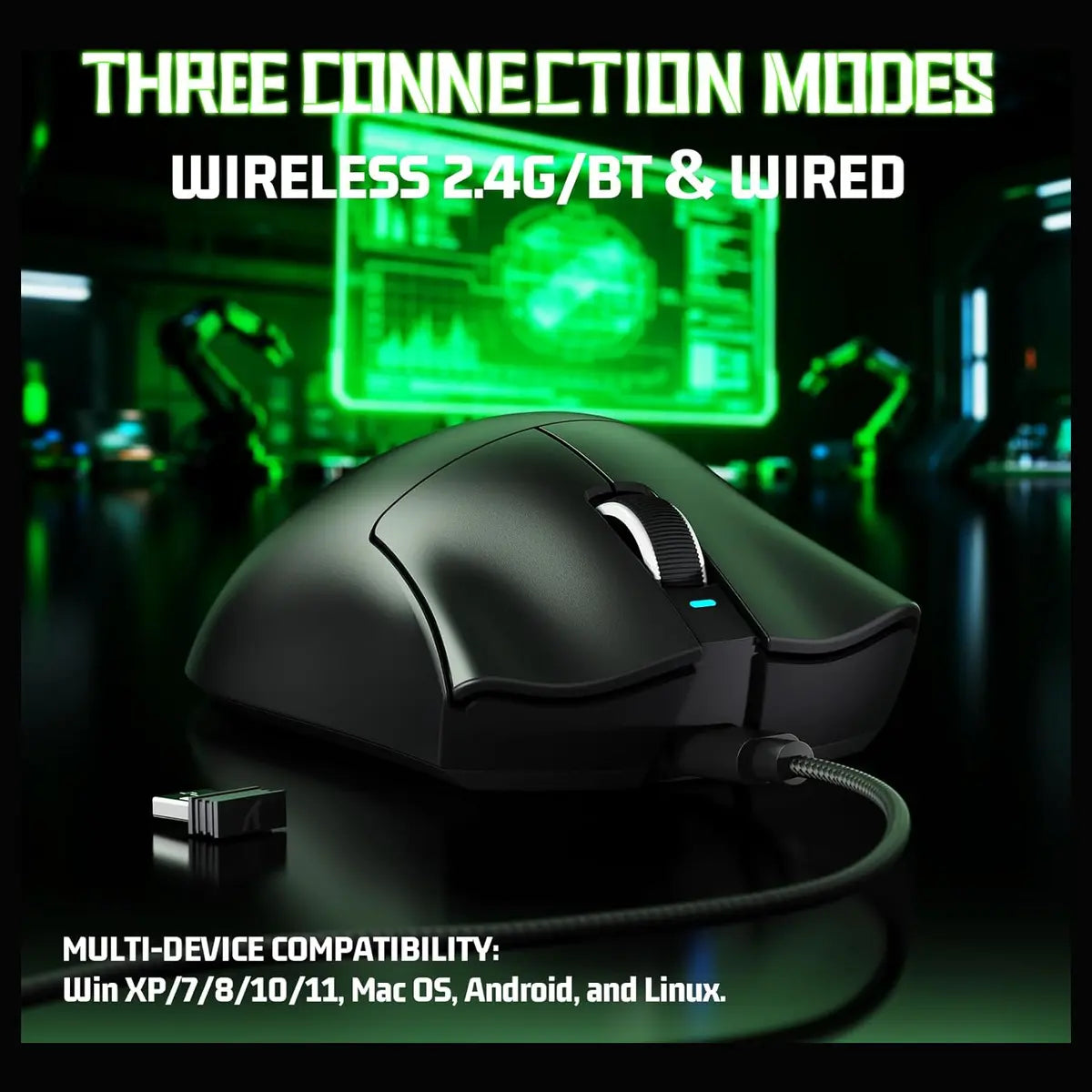 ATTACK SHARK V3 Ultra-Light Wireless Gaming Mouse, 25000 DPI, 62g, Black