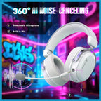 ATTACK SHARK L30Pro Wireless Gaming Headset, 2.4GHz Bluetooth 3.5mm, 7.1 Surround Sound, Silver White