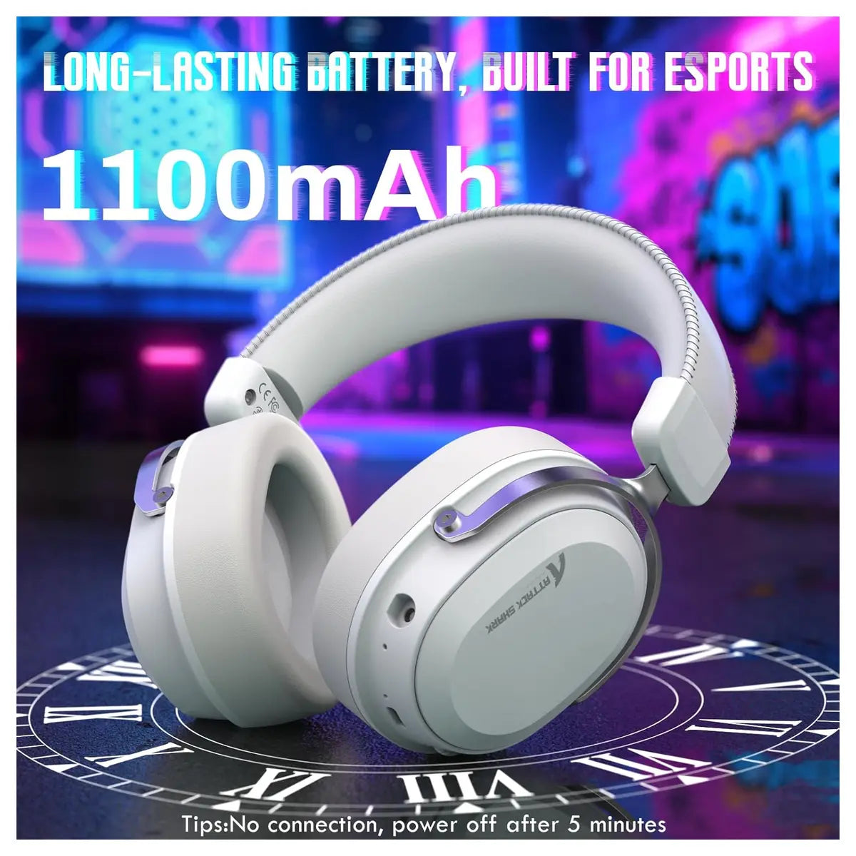 ATTACK SHARK L30Pro Wireless Gaming Headset, 2.4GHz Bluetooth 3.5mm, 7.1 Surround Sound, Silver White