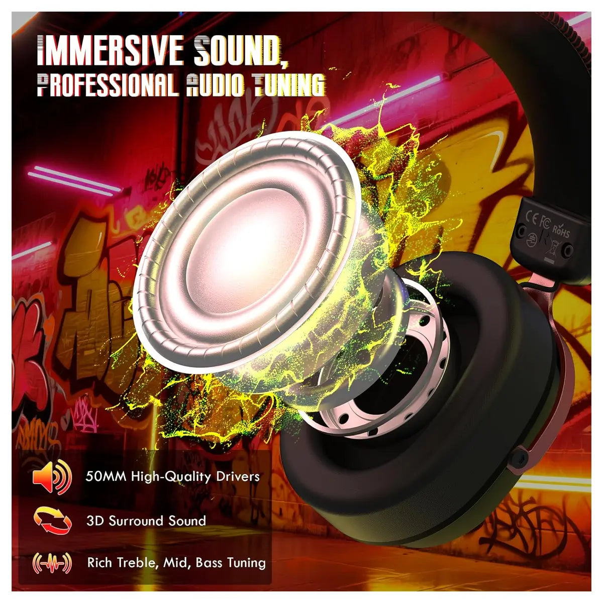 ATTACK SHARK L30Pro Gaming Headset, 2.4GHz Bluetooth 3.5mm, 7.1 Surround Sound, Black and Red