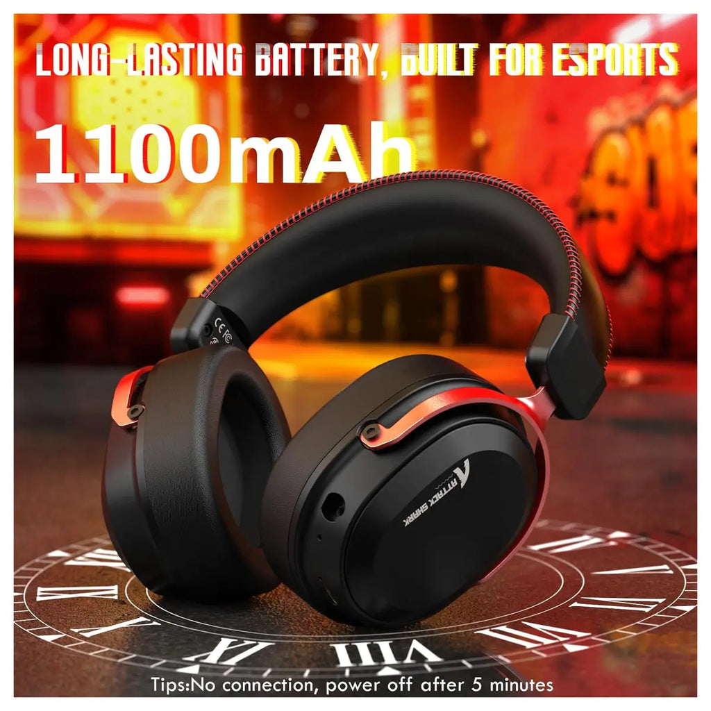 ATTACK SHARK L30Pro Gaming Headset, 2.4GHz Bluetooth 3.5mm, 7.1 Surround Sound, Black and Red