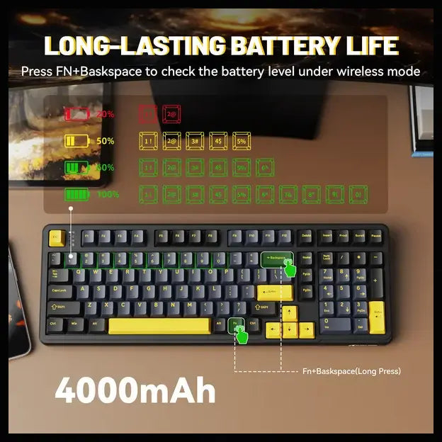 Attack Shark X98 Mechanical Keyboard Tri-Mode BT5.0 2.4GHz USB-C Hot-Swappable Gasket Mount Star Black