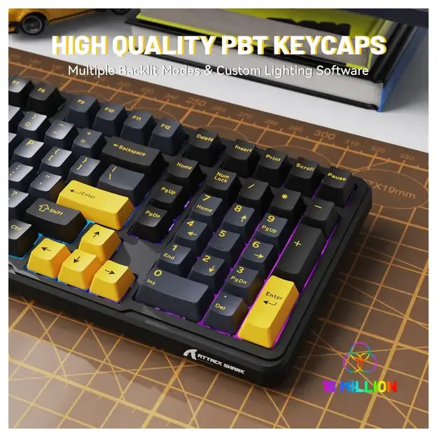 Attack Shark X98 Mechanical Keyboard Tri-Mode BT5.0 2.4GHz USB-C Hot-Swappable Gasket Mount Star Black