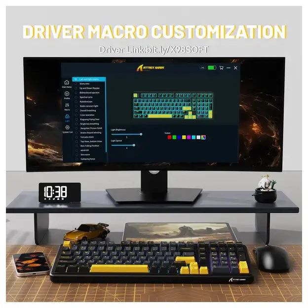 Attack Shark X98 Mechanical Keyboard Tri-Mode BT5.0 2.4GHz USB-C Hot-Swappable Gasket Mount Star Black