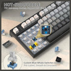 ATTACK SHARK K86 RGB Wireless Mechanical Keyboard, Hot-Swappable, 2.4GHz Bluetooth USB-C, TFT Color Display and CNC Knob, Moonlight