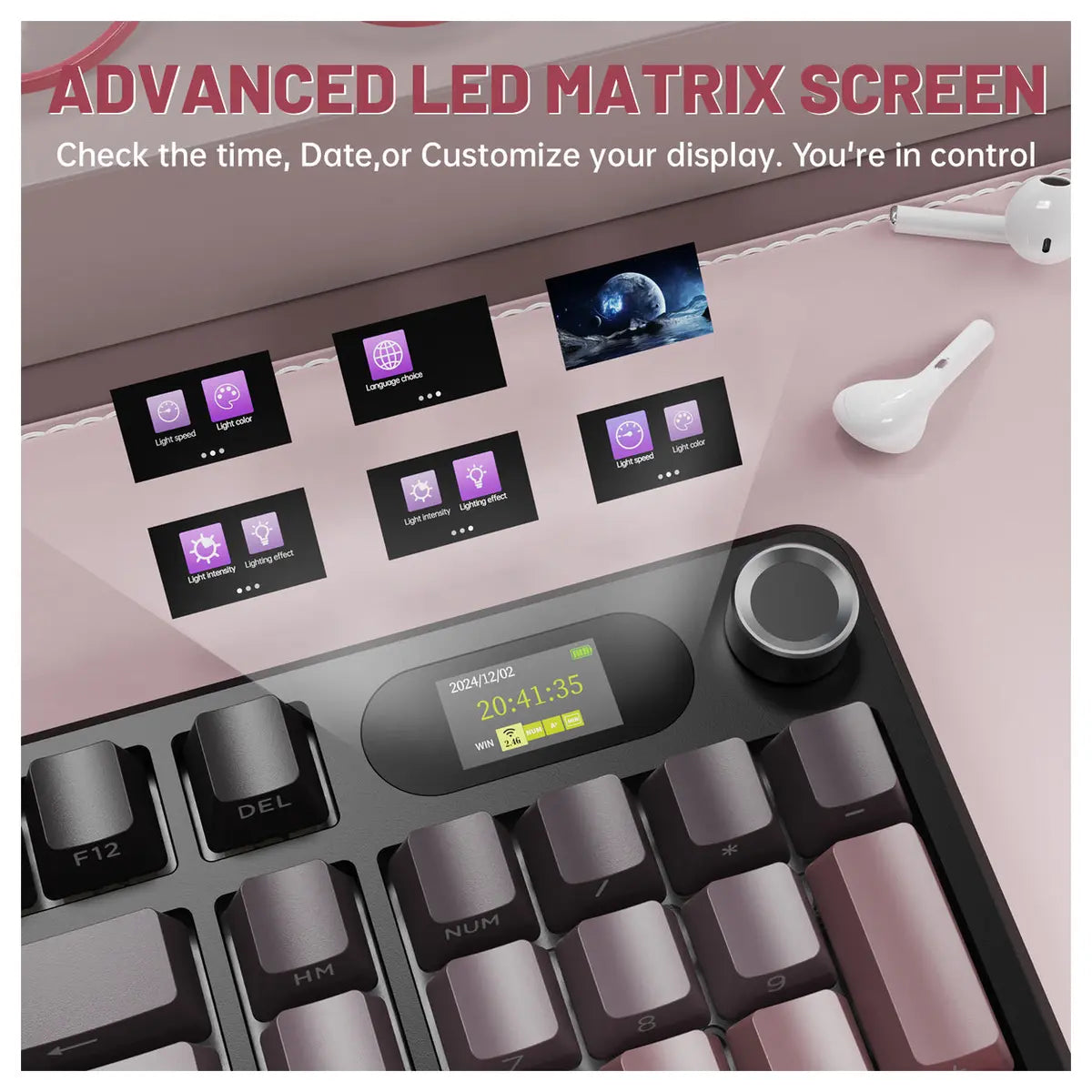 ATTACK SHARK X98PRO Wireless Gaming Keyboard Tri-Mode 99 Keys Hot-Swappable Blueberry Switch Moonlight Night