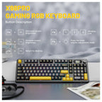 ATTACK SHARK X98PRO Wireless Gaming Keyboard Tri-Mode 99 Keys Hot-Swappable Blueberry Switch Moonlight Night