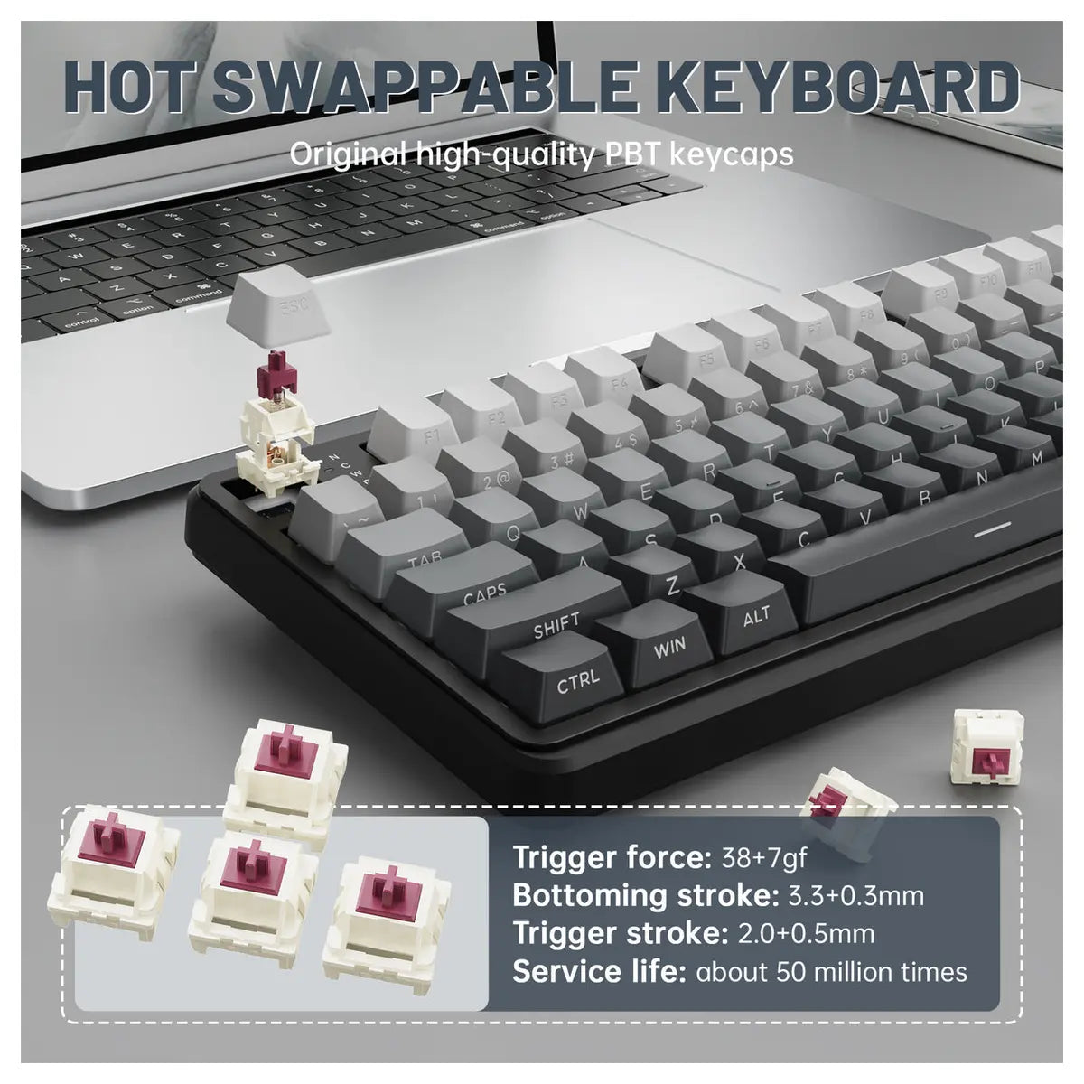 ATTACK SHARK X98PRO Wireless Gaming Keyboard Tri-Mode 99 Keys Hot-Swappable Blueberry Switch Moonlight Night