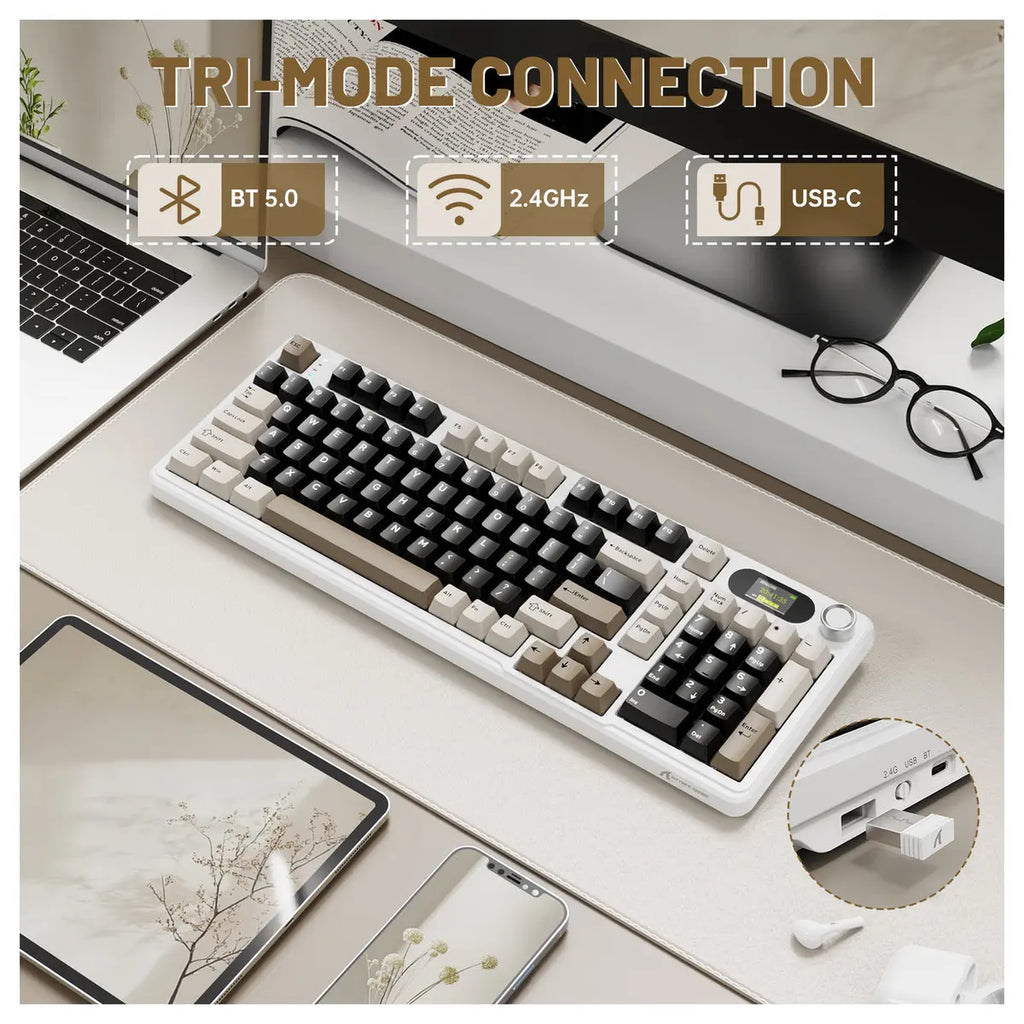 ATTACK SHARK X98PRO Wireless Gaming Keyboard 99 Keys Cheese White