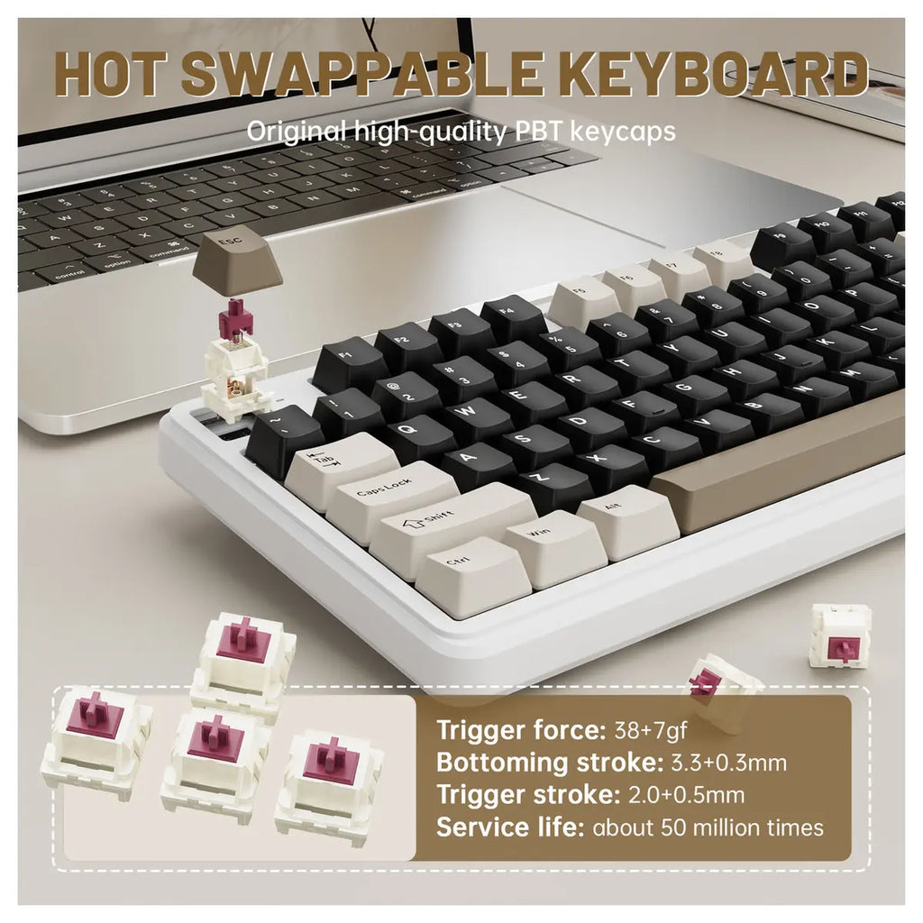 ATTACK SHARK X98PRO Wireless Gaming Keyboard 99 Keys Cheese White