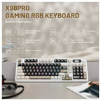 ATTACK SHARK X98PRO Wireless Gaming Keyboard 99 Keys Cheese White