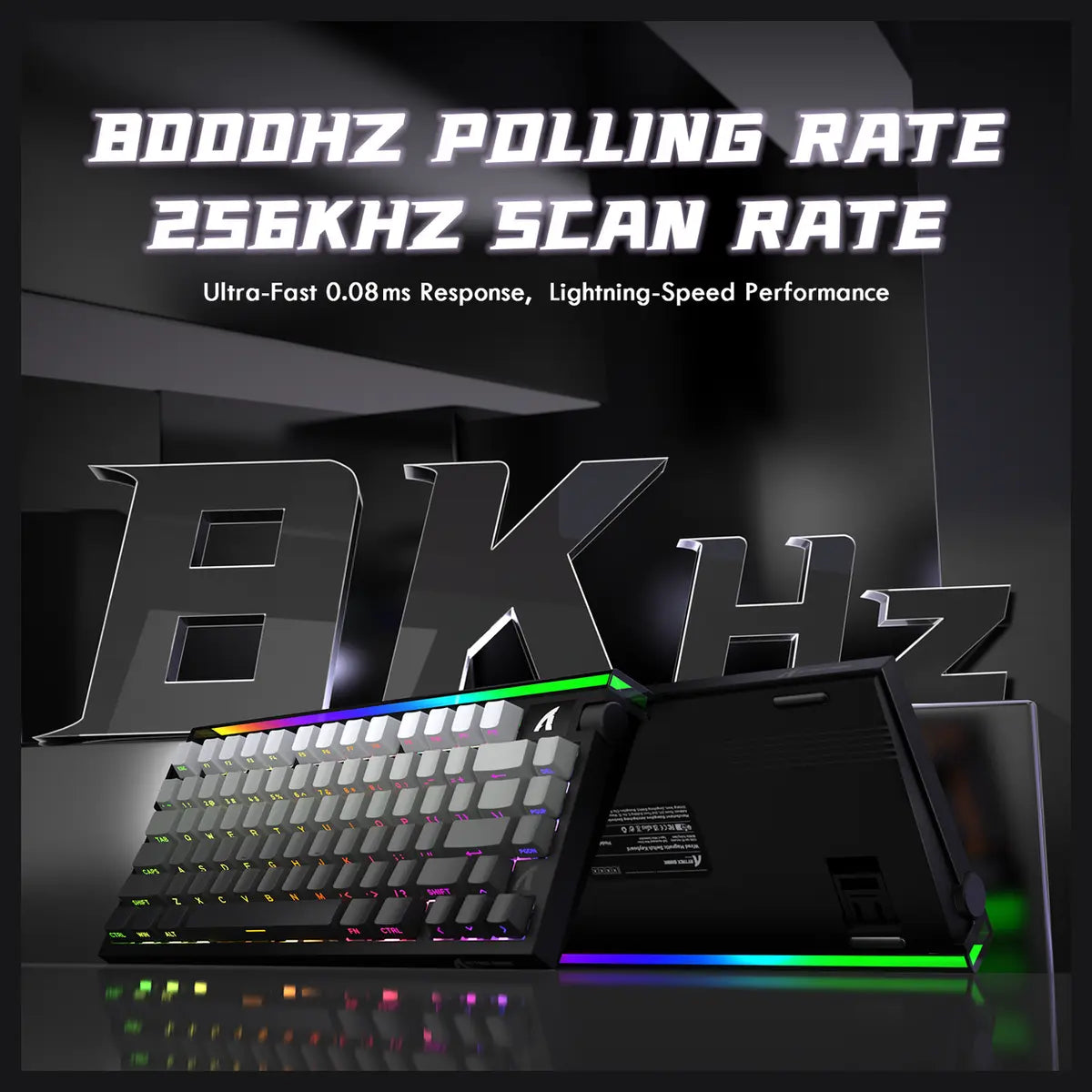 ATTACK SHARK R85 HE Rapid Trigger Keyboard, 75% Wired 8000Hz, Magnetic Switch, Moonlight Night