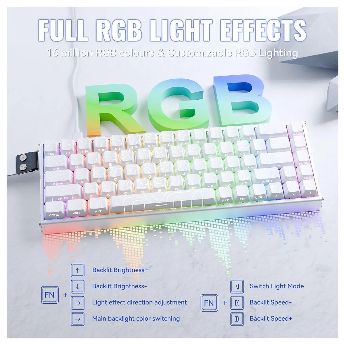 ATTACK SHARK X68MAX HE Rapid Trigger Aluminum Keyboard Magnetic Switch 60% Wired 8000Hz White Contours - X68 Max