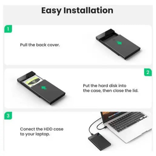 Ugreen 2.5 Inch Hard Drive Enclosure USB 3.0 To SATA III Adapter 5Gbps UASP Black 30848