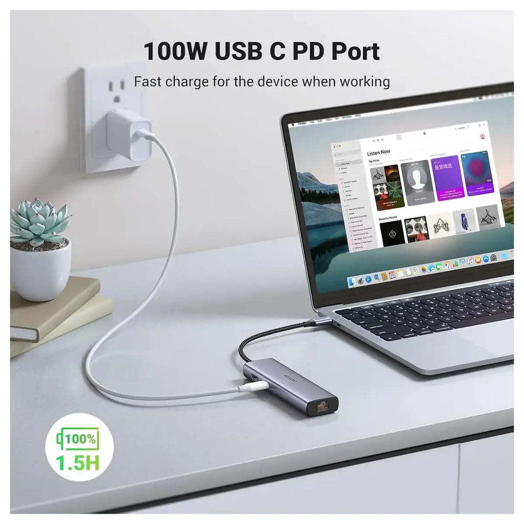 Ugreen USB-C Hub 7 In 1 Docking Station Adapter, Gigabit Ethernet 4K HDMI, 100W PD, USB 3.0, SD and Micro SD, 90568