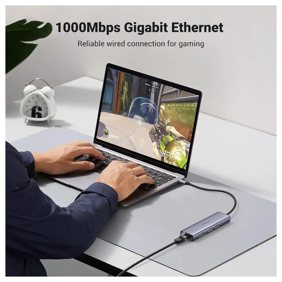 Ugreen USB-C Hub 7 In 1 Docking Station Adapter, Gigabit Ethernet 4K HDMI, 100W PD, USB 3.0, SD and Micro SD, 90568