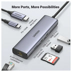 Ugreen USB-C Hub 7 In 1 Docking Station Adapter, Gigabit Ethernet 4K HDMI, 100W PD, USB 3.0, SD and Micro SD, 90568