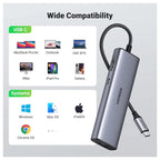 Ugreen USB-C Hub 7 In 1 Docking Station Adapter, Gigabit Ethernet 4K HDMI, 100W PD, USB 3.0, SD and Micro SD, 90568