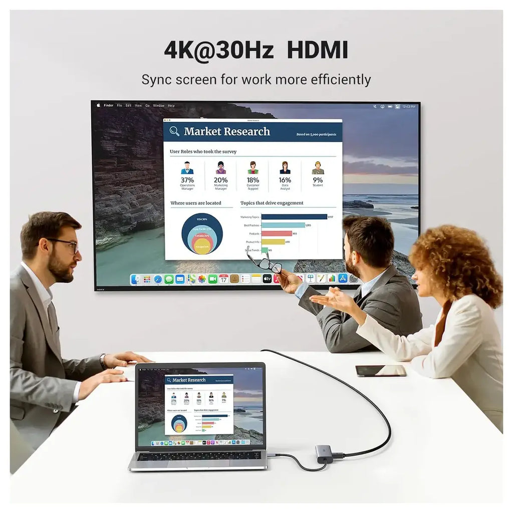 Ugreen USB-C Hub 7 In 1 Docking Station Adapter, Gigabit Ethernet 4K HDMI, 100W PD, USB 3.0, SD and Micro SD, 90568