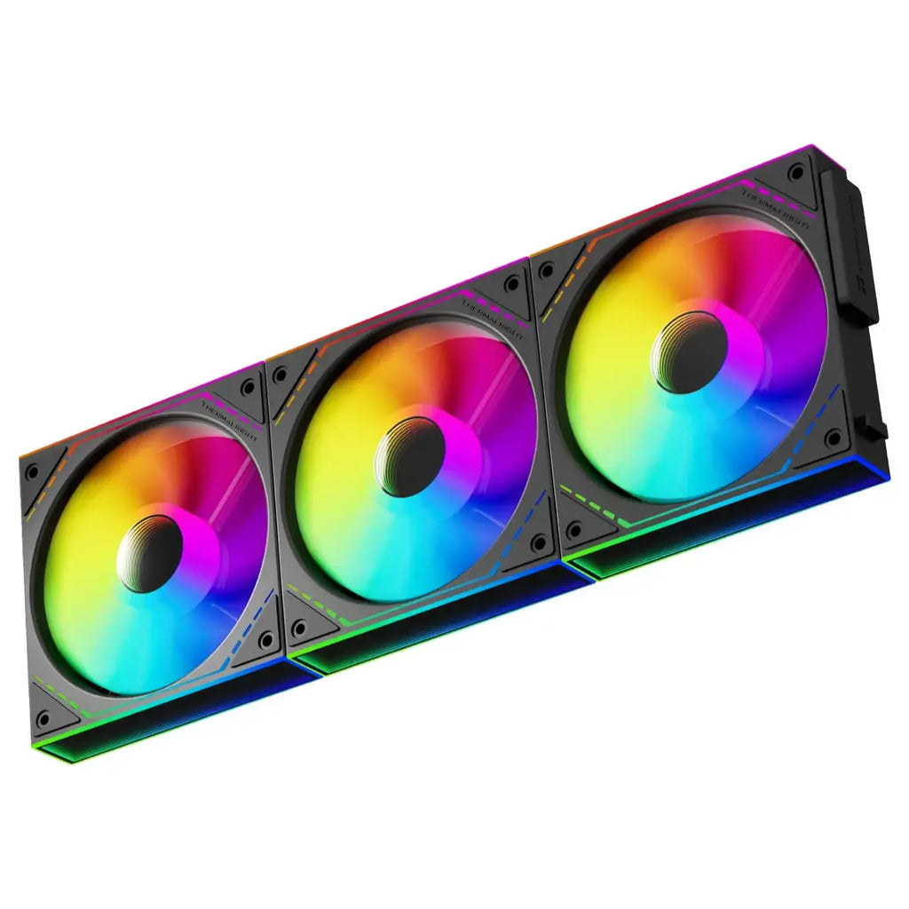 Thermalright TL-M12QR-S X3 Reverse CPU Fan Building Blocks 120mm Case Cooler, 1500RPM 4 Pin PWM ARGB 3 Pin 5V Black