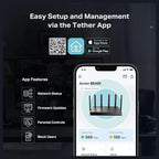TP-Link Archer BE400 BE6500 Dual-Band WiFi 7 Router, 6.5Gbps, Dual 2.5Gbps Ports