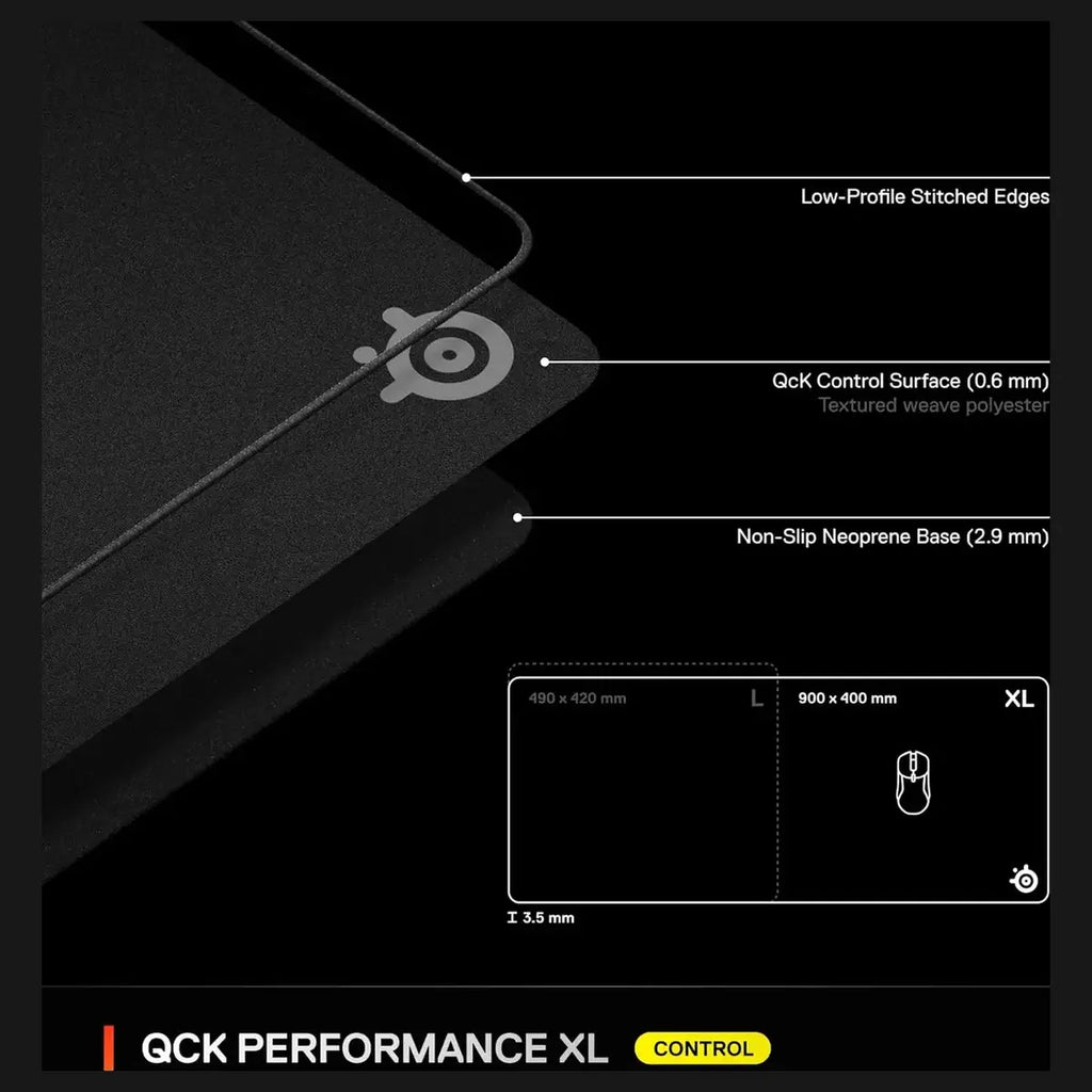 SteelSeries QcK Performance Series XL Performance Control Gaming Mousepad 15.75 x 34.43 inch